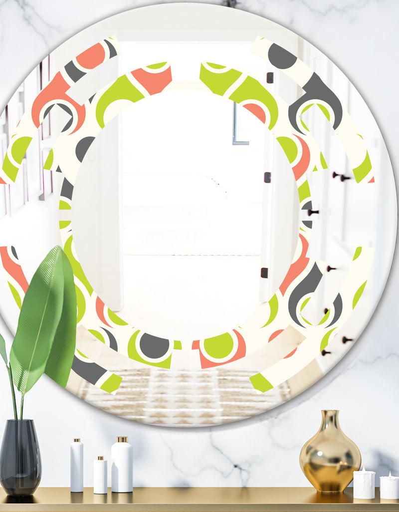 DesignQ Retro Abstract Drops II - Modern Round or Oval Wall Mirror - Space