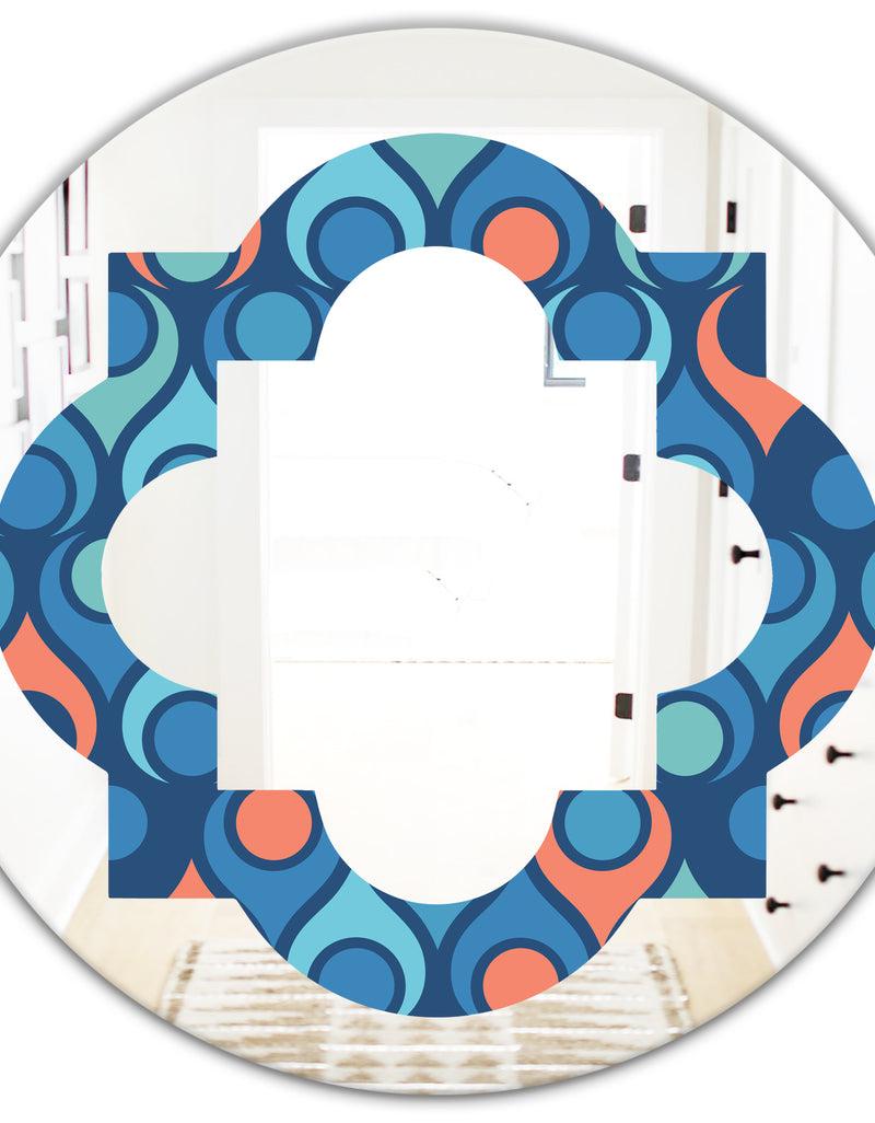 DesignQ Retro Abstract Drops X - Modern Round Or Oval Wall Mirror - Quatrefoil