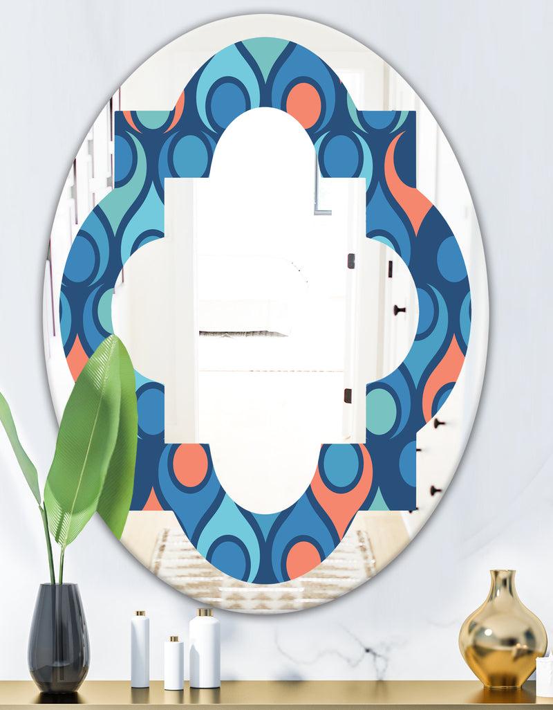 DesignQ Retro Abstract Drops X - Modern Round Or Oval Wall Mirror - Quatrefoil