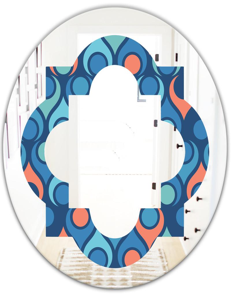DesignQ Retro Abstract Drops X - Modern Round Or Oval Wall Mirror - Quatrefoil