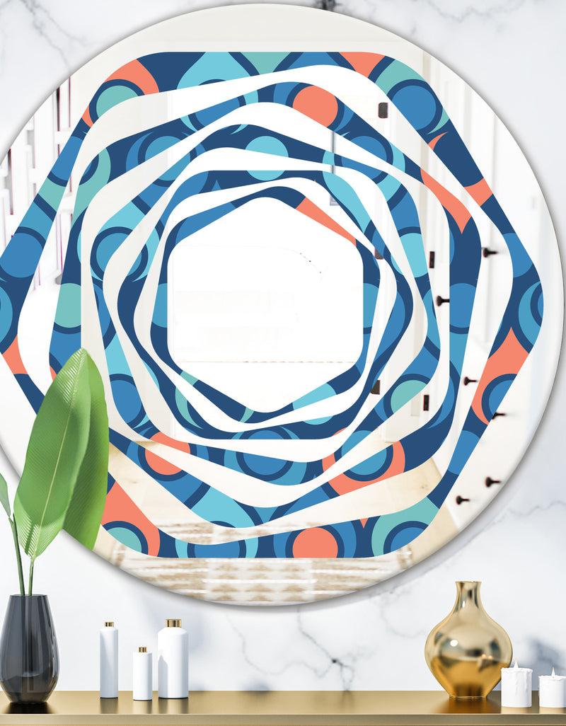 DesignQ Retro Abstract Drops X - Modern Round or Oval Wall Mirror - Whirl