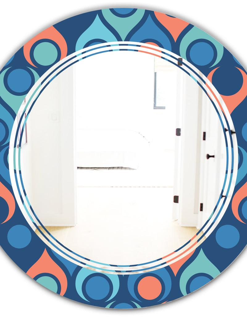 DesignQ Retro Abstract Drops X - Modern Round Or Oval Wall Mirror - Triple C