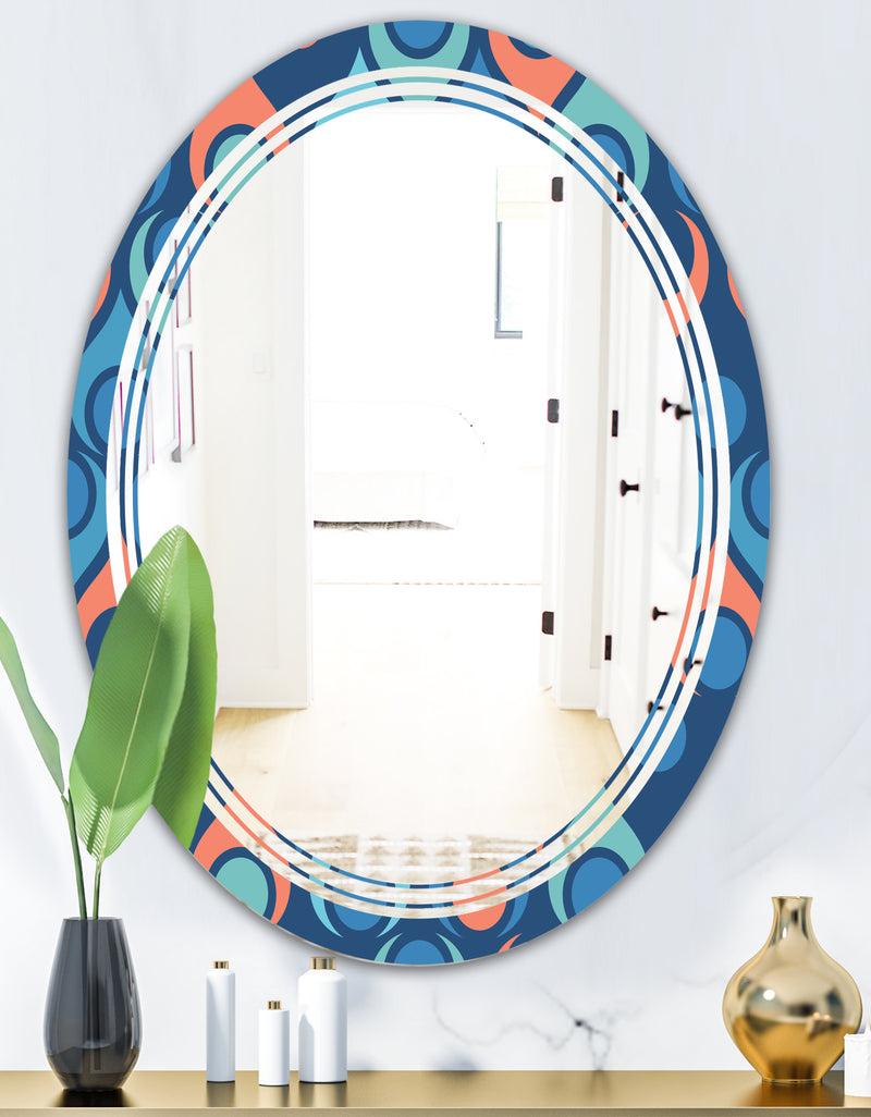DesignQ Retro Abstract Drops X - Modern Round Or Oval Wall Mirror - Triple C