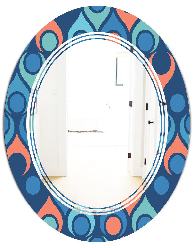 DesignQ Retro Abstract Drops X - Modern Round Or Oval Wall Mirror - Triple C