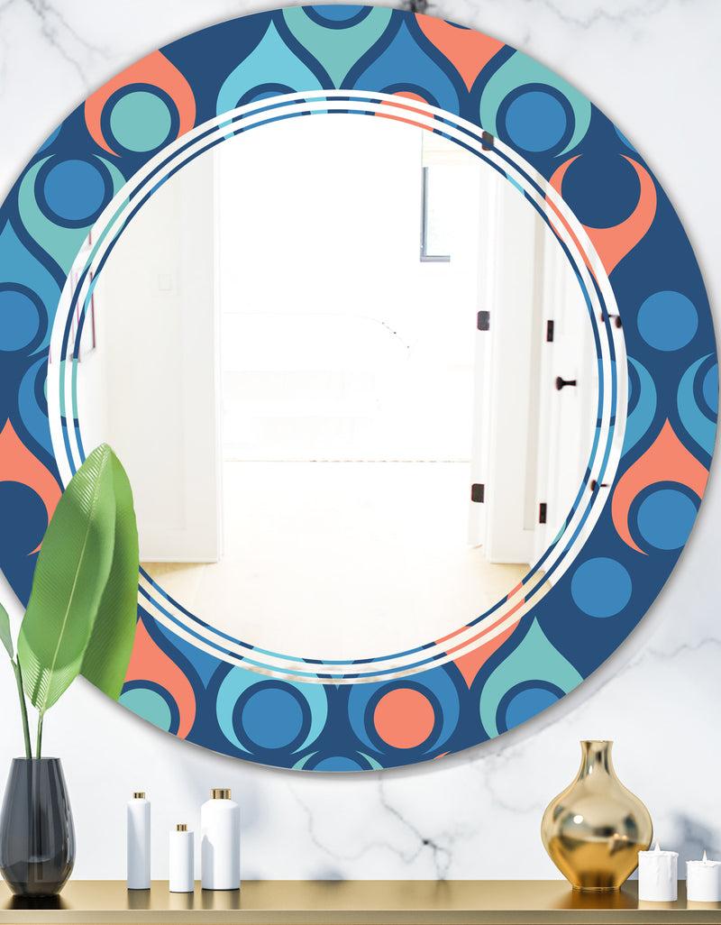 DesignQ Retro Abstract Drops X - Modern Round or Oval Wall Mirror - Triple C