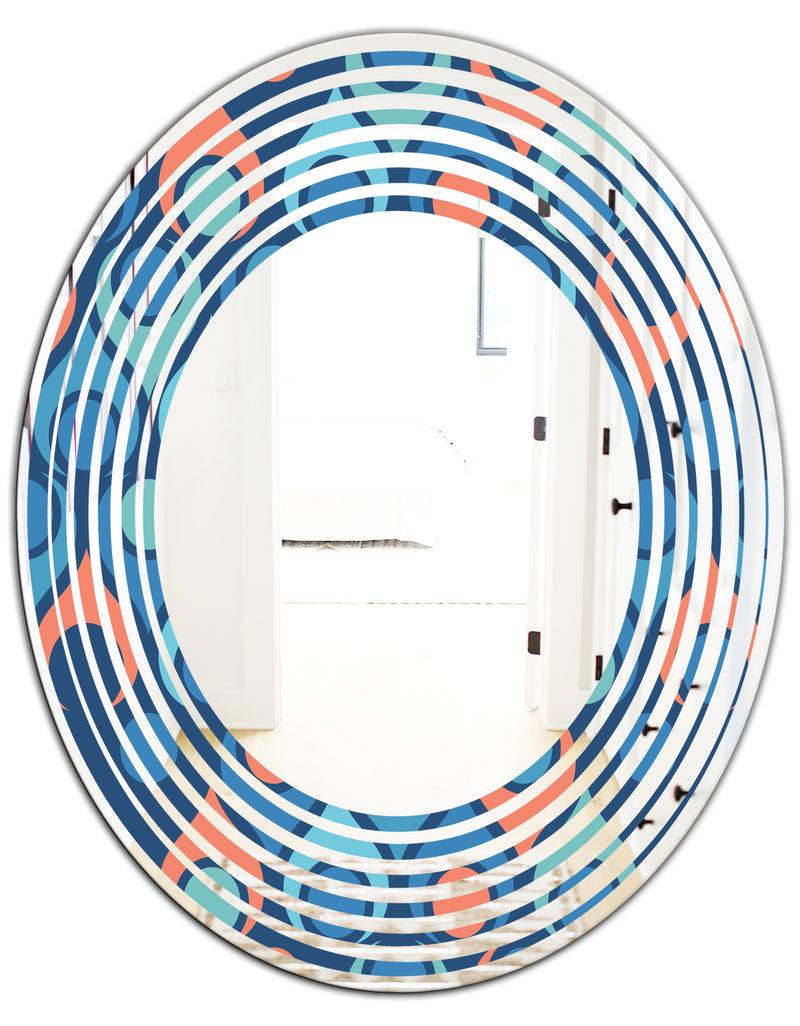 DesignQ Retro Abstract Drops X - Modern Round Or Oval Wall Mirror - Wave
