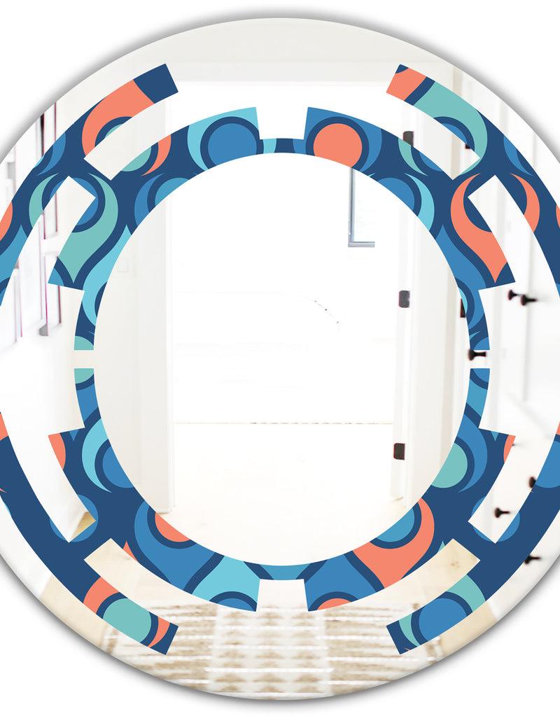 DesignQ Retro Abstract Drops X - Modern Round Or Oval Wall Mirror - Space