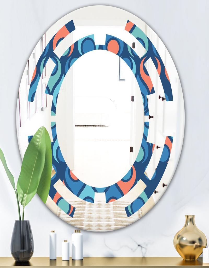 DesignQ Retro Abstract Drops X - Modern Round Or Oval Wall Mirror - Space