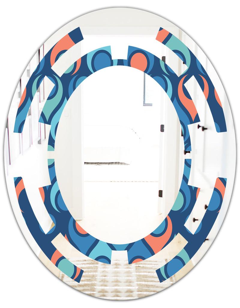 DesignQ Retro Abstract Drops X - Modern Round Or Oval Wall Mirror - Space