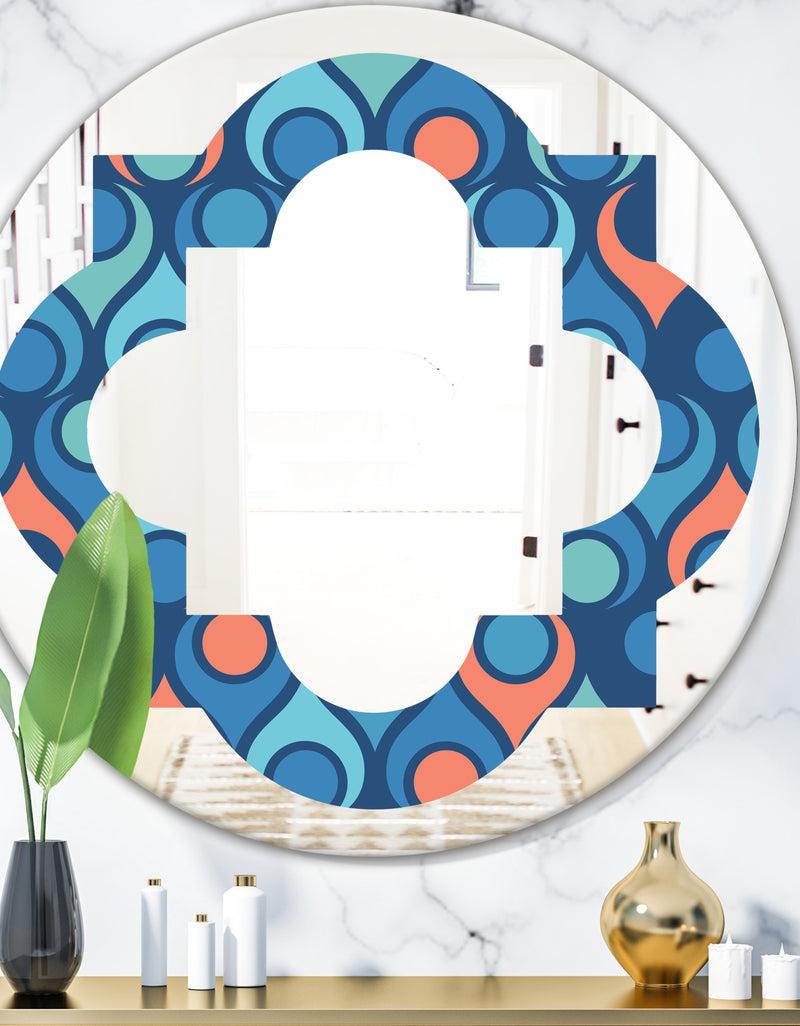 DesignQ Retro Abstract Drops X - Modern Round or Oval Wall Mirror - Quatrefoil