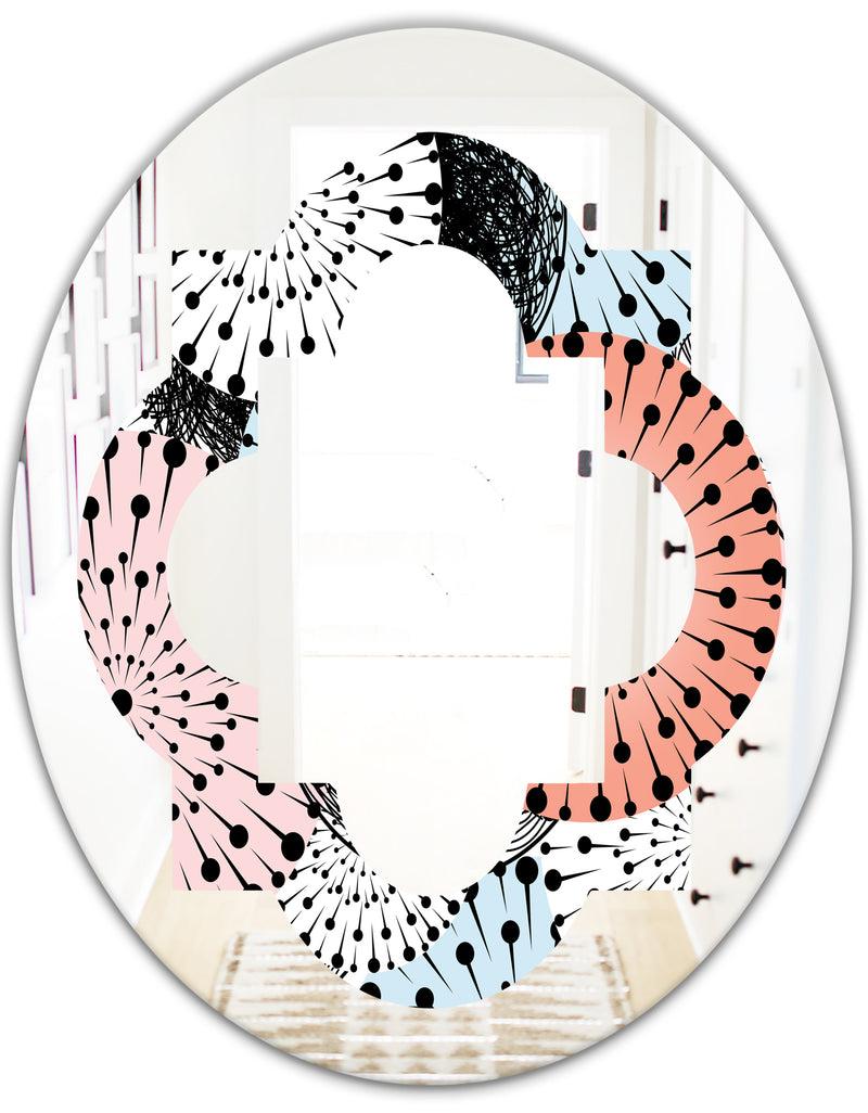 DesignQ Retro Abstract Flower Design I - Modern Round Or Oval Wall Mirror - Quatrefoil