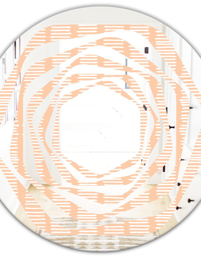 DesignQ Retro Abstract Lines Pattern - Modern Round Or Oval Wall Mirror - Whirl