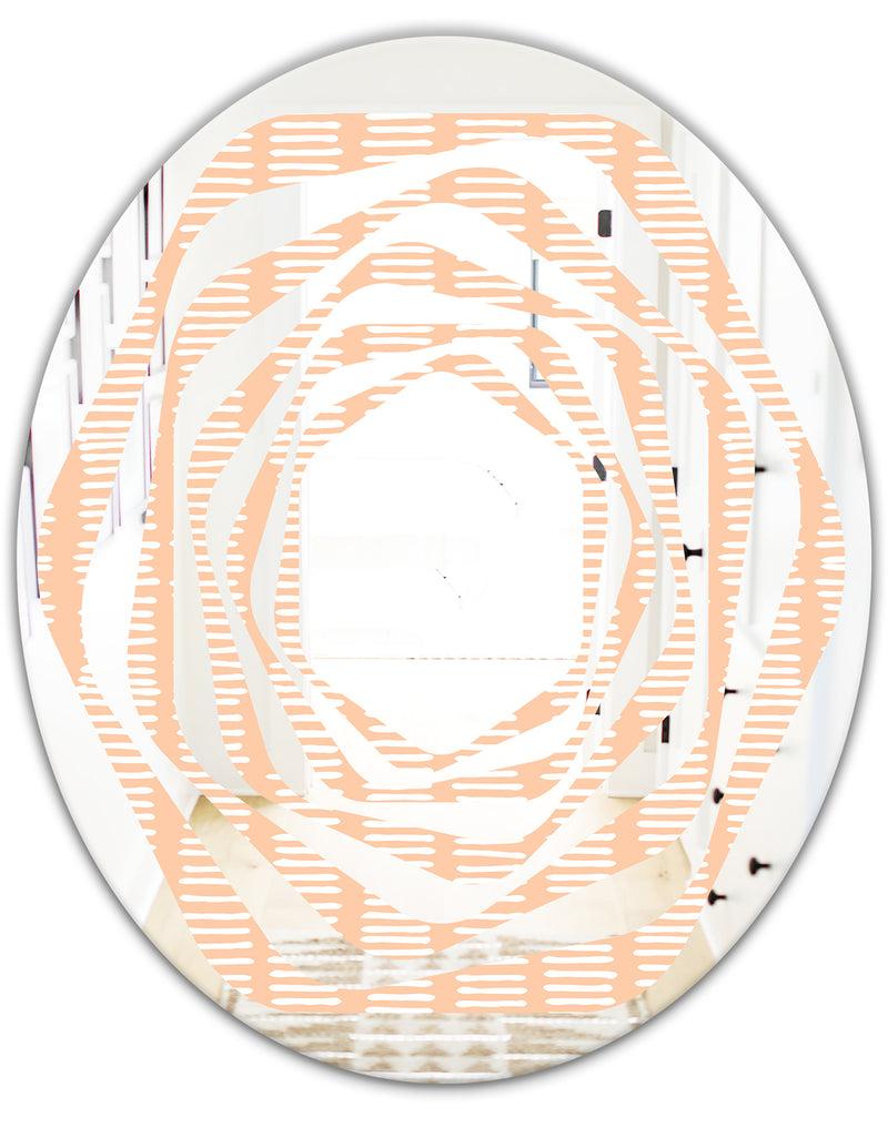 DesignQ Retro Abstract Lines Pattern - Modern Round Or Oval Wall Mirror - Whirl