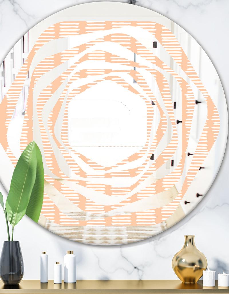 DesignQ Retro Abstract Lines Pattern - Modern Round or Oval Wall Mirror - Whirl