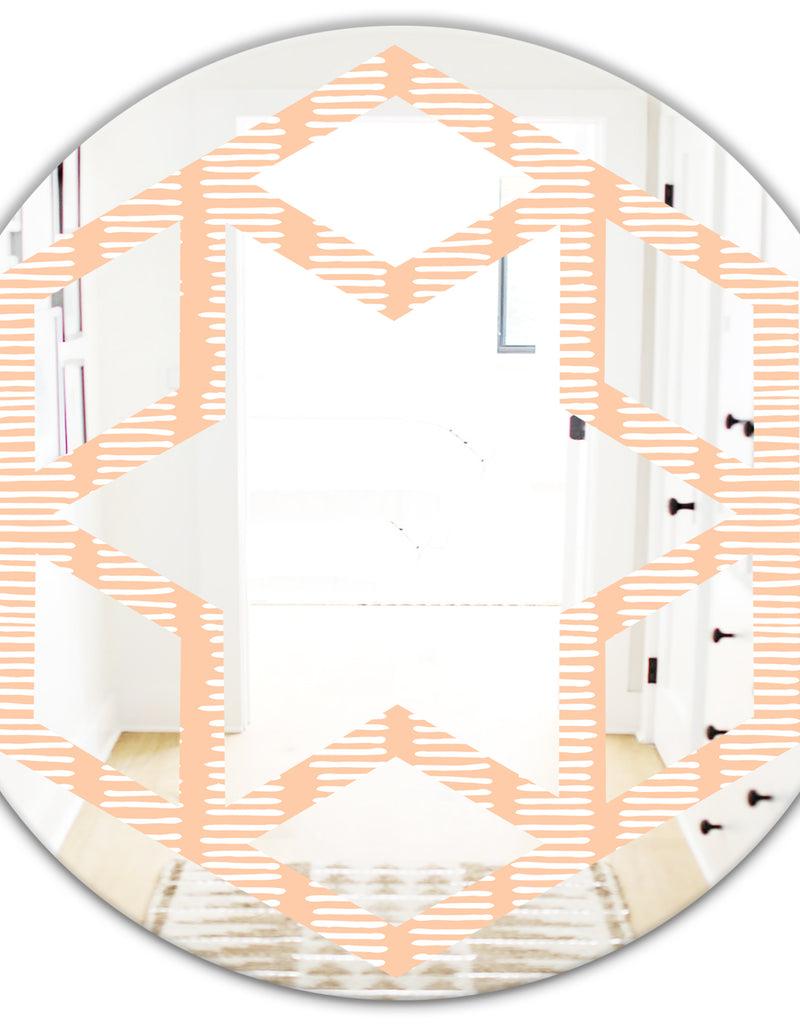 DesignQ Retro Abstract Lines Pattern - Modern Round Or Oval Wall Mirror - Hexagon Star