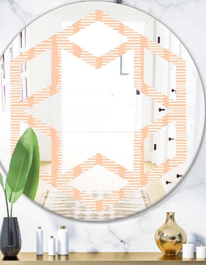 DesignQ Retro Abstract Lines Pattern - Modern Round or Oval Wall Mirror - Hexagon Star