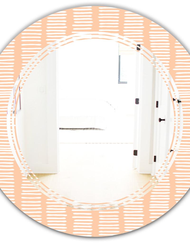 DesignQ Retro Abstract Lines Pattern - Modern Round Or Oval Wall Mirror - Triple C