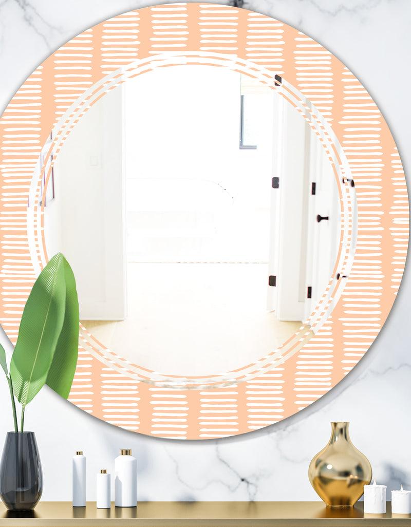 DesignQ Retro Abstract Lines Pattern - Modern Round or Oval Wall Mirror - Triple C