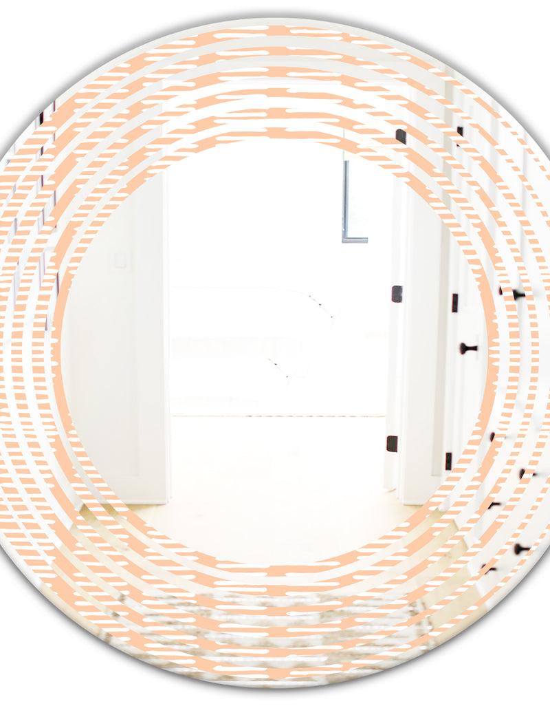 DesignQ Retro Abstract Lines Pattern - Modern Round Or Oval Wall Mirror - Wave