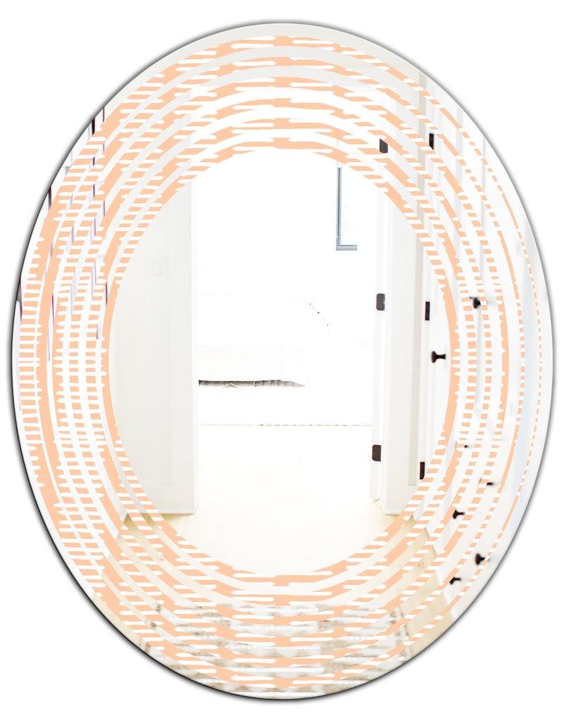 DesignQ Retro Abstract Lines Pattern - Modern Round Or Oval Wall Mirror - Wave