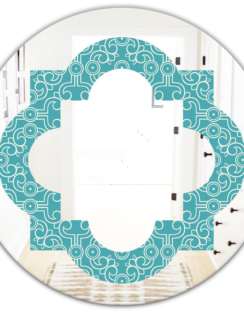 DesignQ Retro Abstract Pattern Design III - Modern Round Or Oval Wall Mirror - Quatrefoil