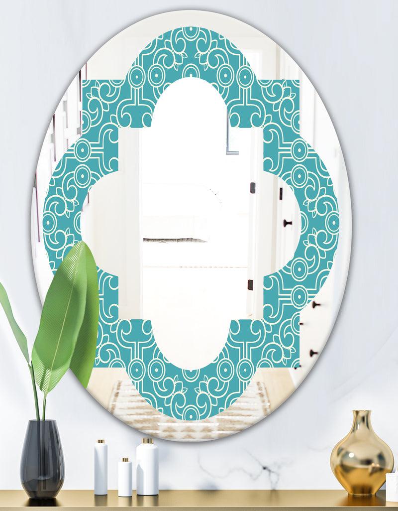 DesignQ Retro Abstract Pattern Design III - Modern Round Or Oval Wall Mirror - Quatrefoil