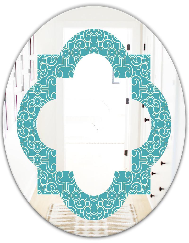 DesignQ Retro Abstract Pattern Design III - Modern Round Or Oval Wall Mirror - Quatrefoil