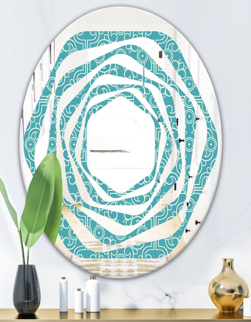DesignQ Retro Abstract Pattern Design III - Modern Round Or Oval Wall Mirror - Whirl