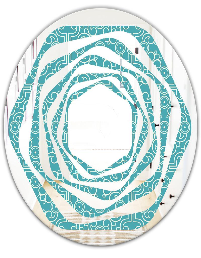 DesignQ Retro Abstract Pattern Design III - Modern Round Or Oval Wall Mirror - Whirl