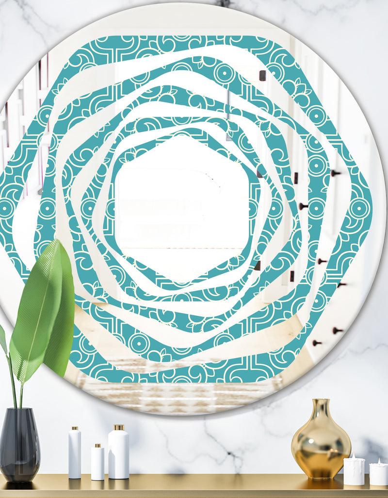 DesignQ Retro Abstract Pattern Design III - Modern Round or Oval Wall Mirror - Whirl