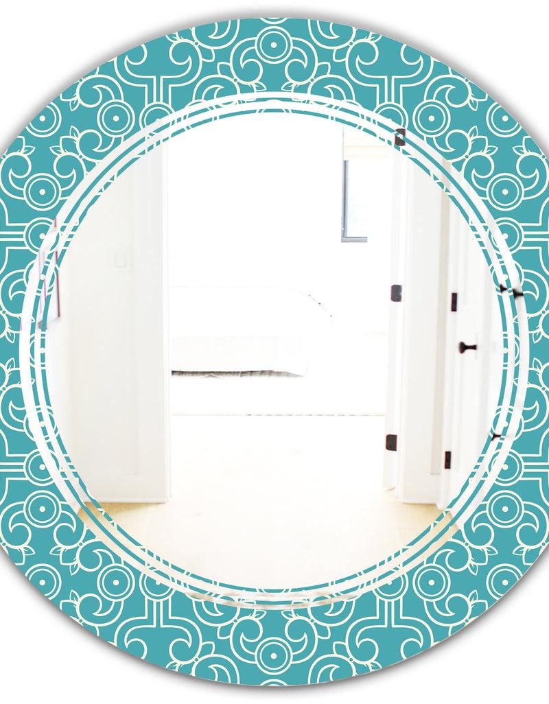 DesignQ Retro Abstract Pattern Design III - Modern Round Or Oval Wall Mirror - Triple C
