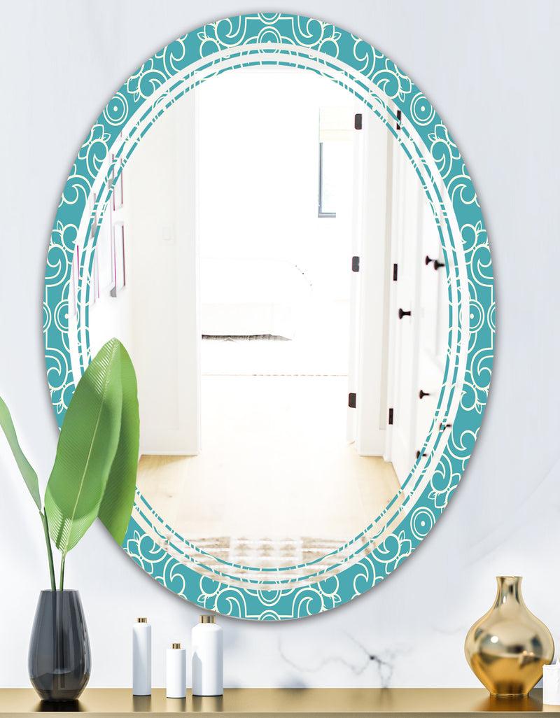 DesignQ Retro Abstract Pattern Design III - Modern Round Or Oval Wall Mirror - Triple C
