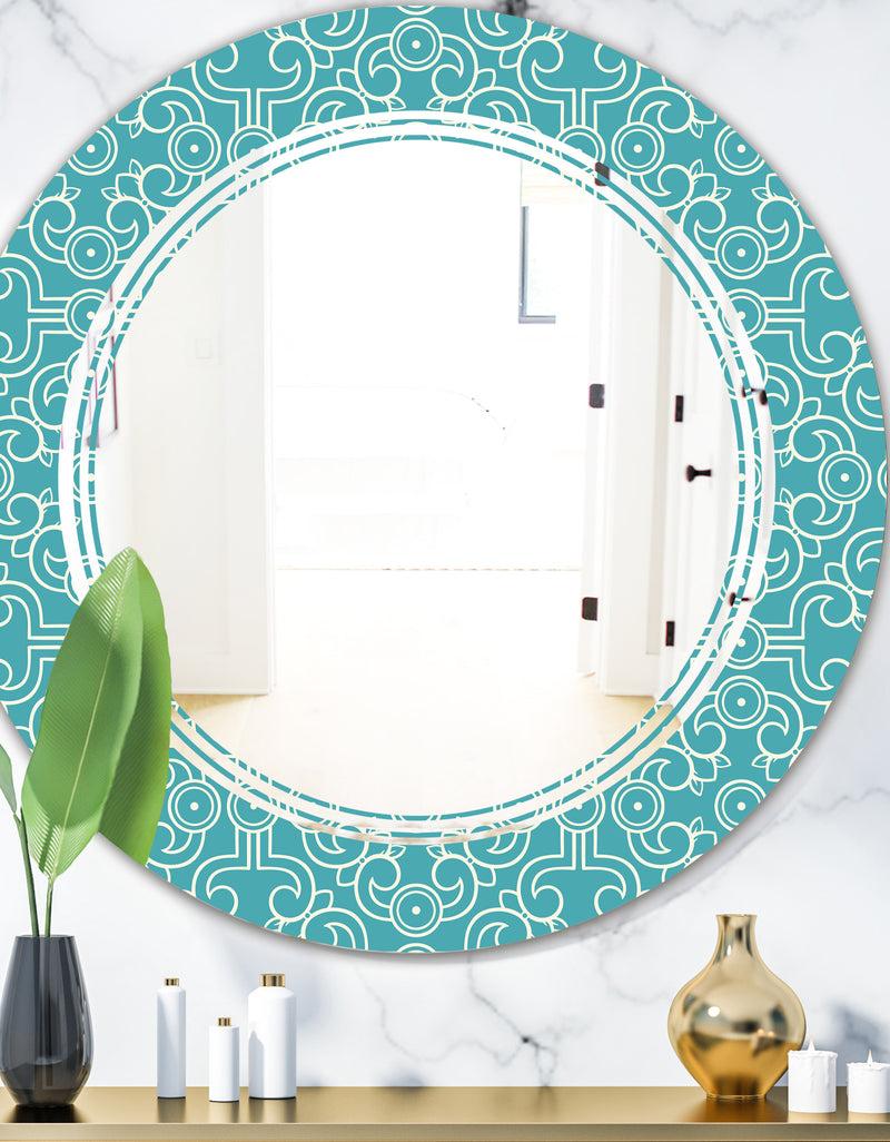 DesignQ Retro Abstract Pattern Design III - Modern Round or Oval Wall Mirror - Triple C