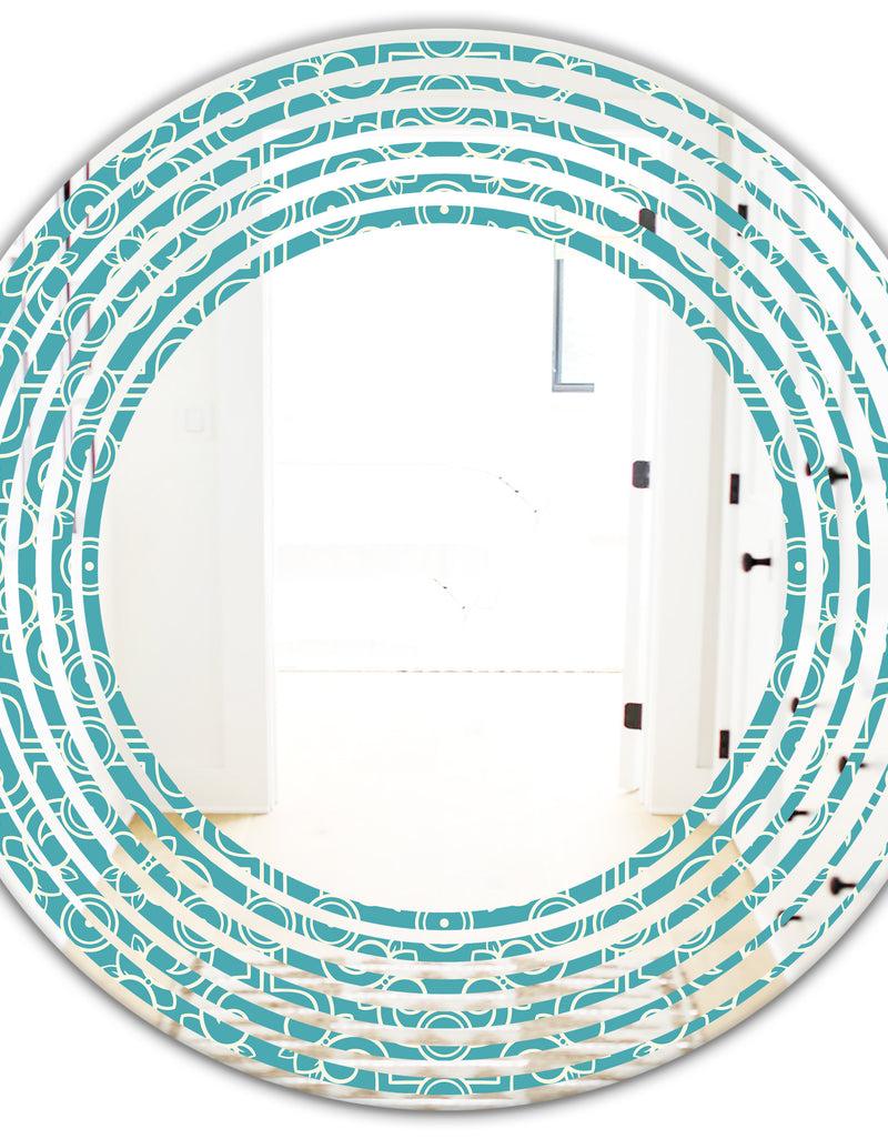 DesignQ Retro Abstract Pattern Design III - Modern Round Or Oval Wall Mirror - Wave