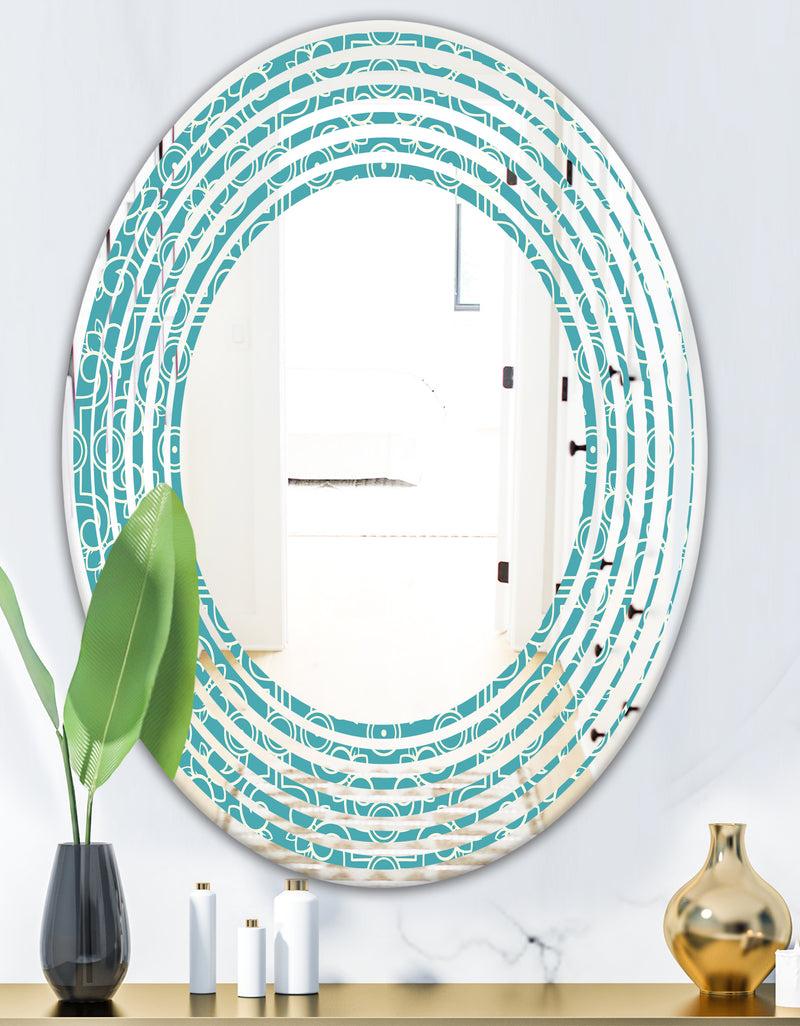 DesignQ Retro Abstract Pattern Design III - Modern Round Or Oval Wall Mirror - Wave