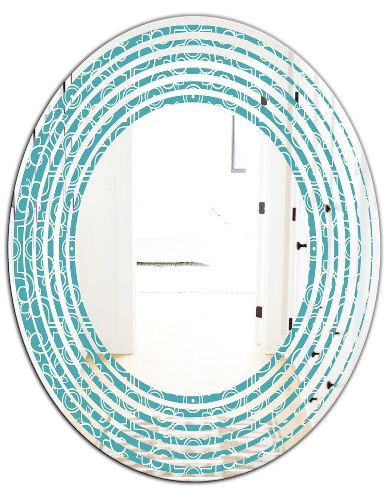 DesignQ Retro Abstract Pattern Design III - Modern Round Or Oval Wall Mirror - Wave