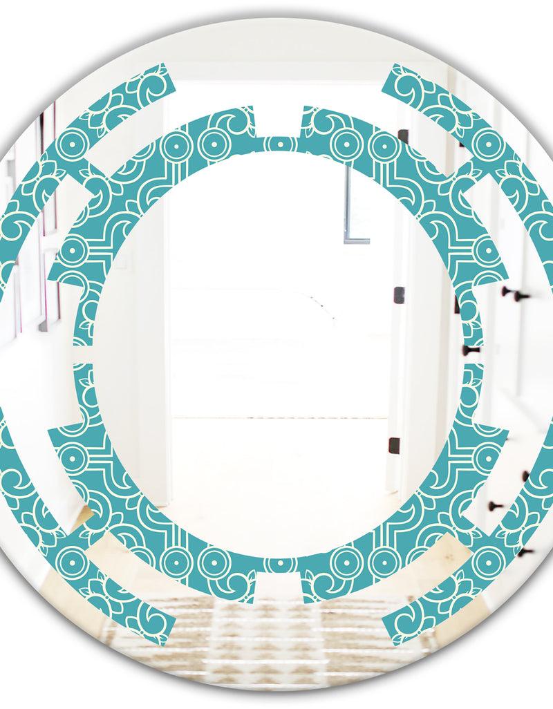 DesignQ Retro Abstract Pattern Design III - Modern Round Or Oval Wall Mirror - Space