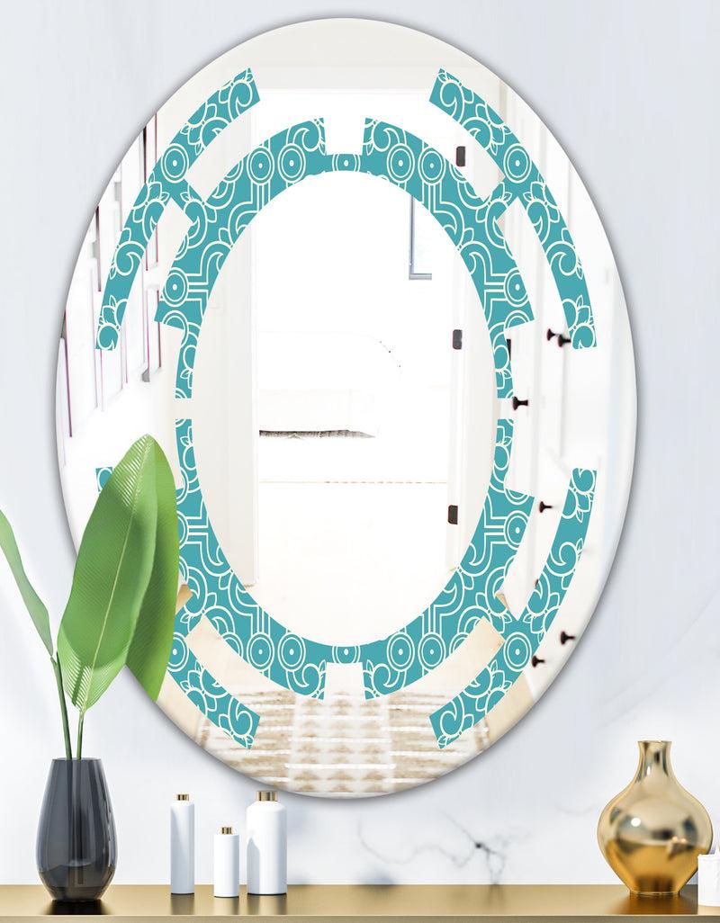 DesignQ Retro Abstract Pattern Design III - Modern Round Or Oval Wall Mirror - Space