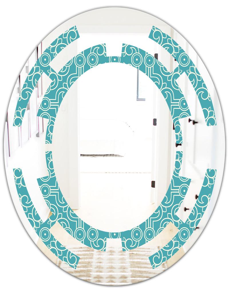 DesignQ Retro Abstract Pattern Design III - Modern Round Or Oval Wall Mirror - Space