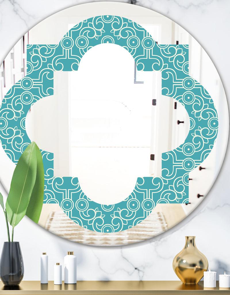 DesignQ Retro Abstract Pattern Design III - Modern Round or Oval Wall Mirror - Quatrefoil