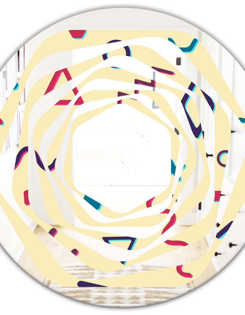 DesignQ Retro Abstract Pattern Design VI - Modern Round Or Oval Wall Mirror - Whirl