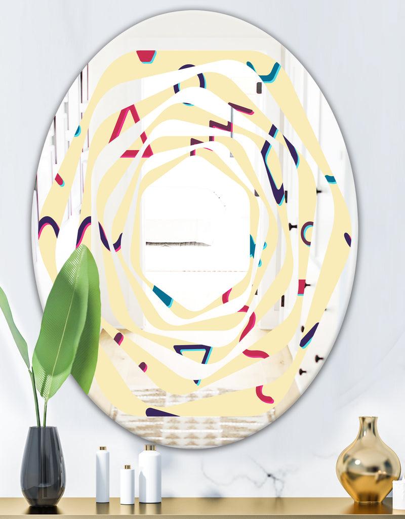 DesignQ Retro Abstract Pattern Design VI - Modern Round Or Oval Wall Mirror - Whirl