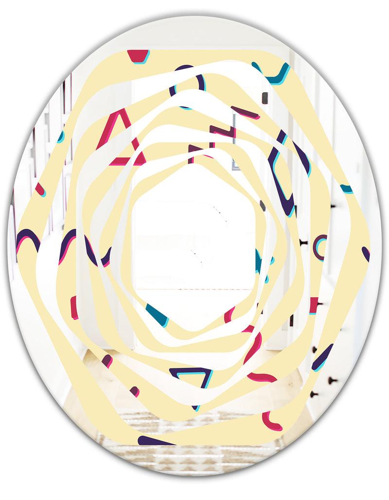 DesignQ Retro Abstract Pattern Design VI - Modern Round Or Oval Wall Mirror - Whirl