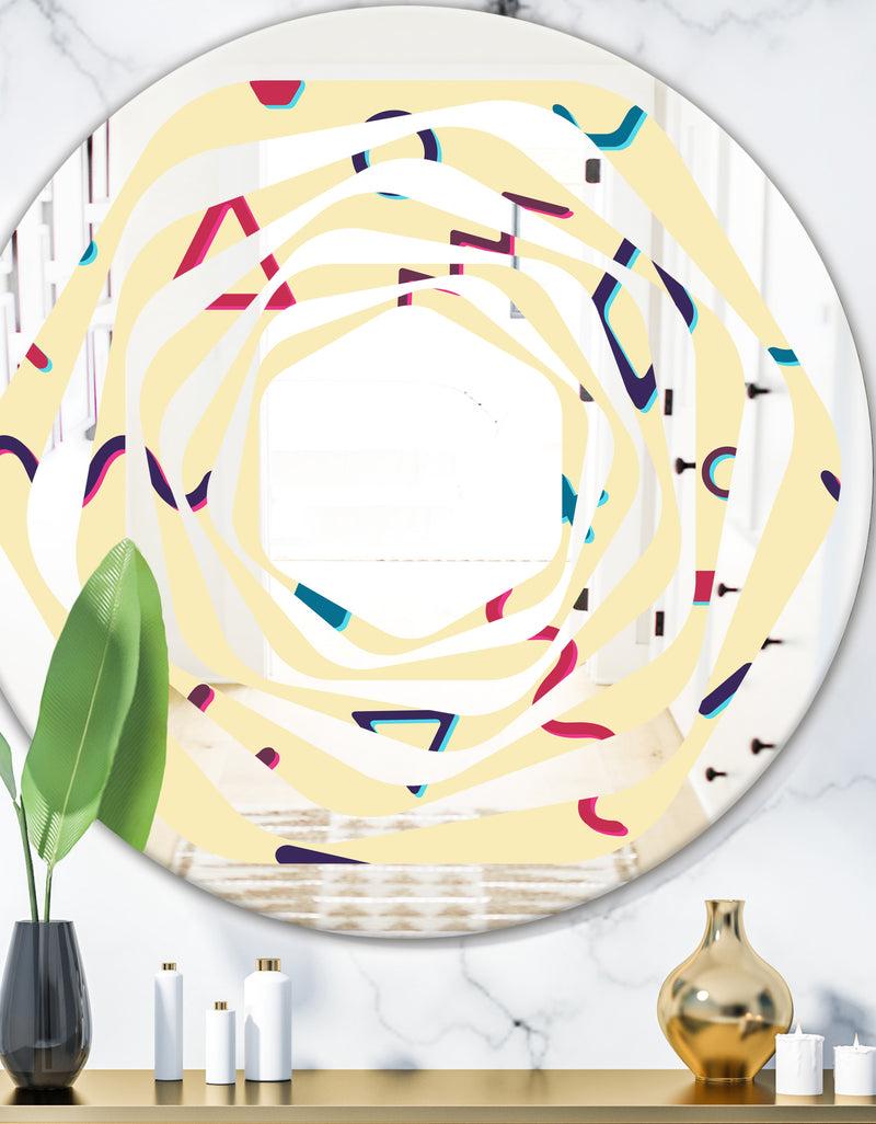 DesignQ Retro Abstract Pattern Design VI - Modern Round or Oval Wall Mirror - Whirl