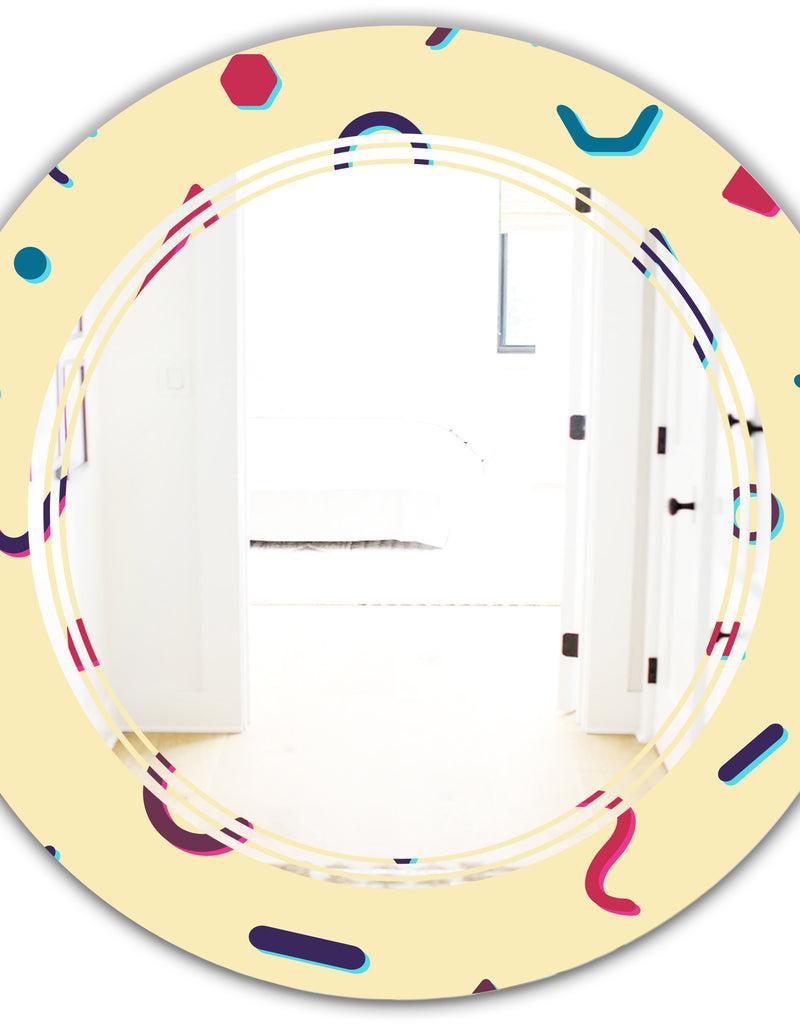 DesignQ Retro Abstract Pattern Design VI - Modern Round Or Oval Wall Mirror - Triple C