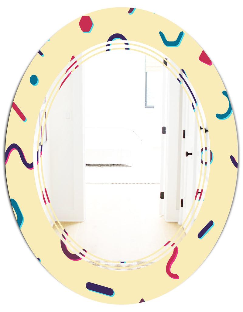 DesignQ Retro Abstract Pattern Design VI - Modern Round Or Oval Wall Mirror - Triple C