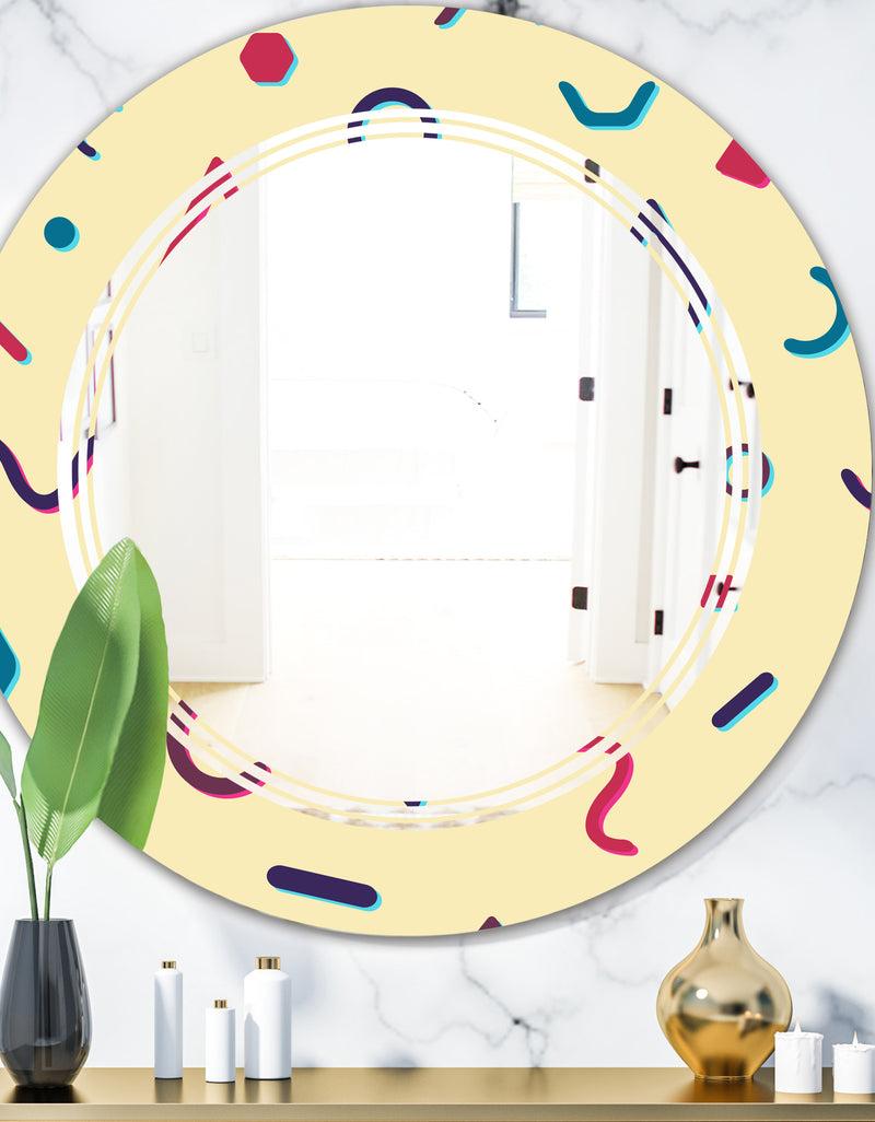 DesignQ Retro Abstract Pattern Design VI - Modern Round or Oval Wall Mirror - Triple C