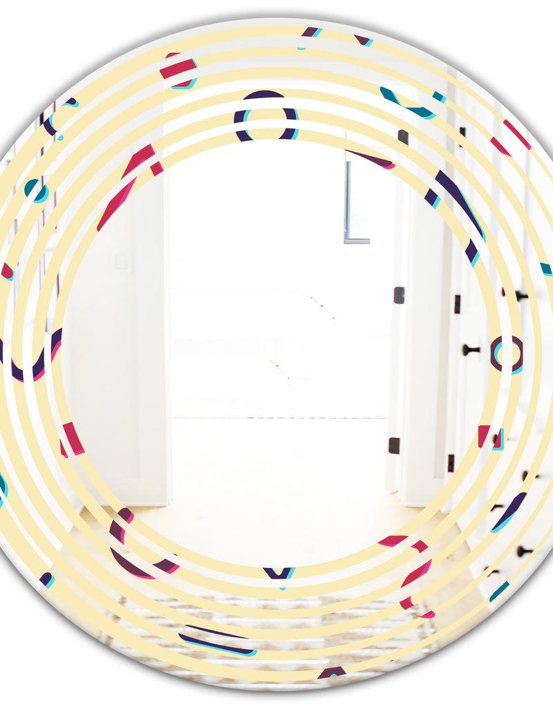 DesignQ Retro Abstract Pattern Design VI - Modern Round Or Oval Wall Mirror - Wave