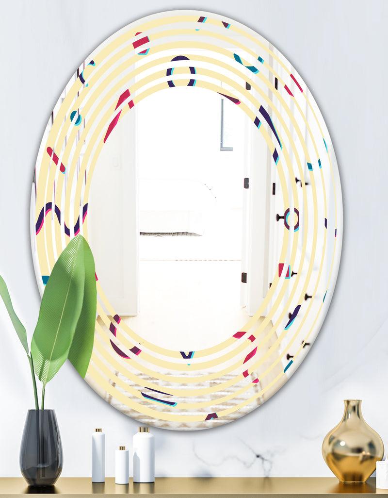 DesignQ Retro Abstract Pattern Design VI - Modern Round Or Oval Wall Mirror - Wave