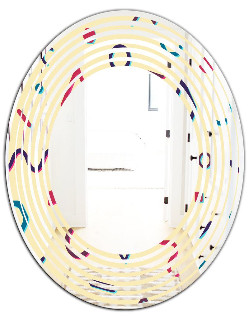 DesignQ Retro Abstract Pattern Design VI - Modern Round Or Oval Wall Mirror - Wave